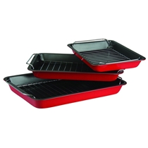 6 Pcs Non-stick Rectangle Roaster Baking Pan Set with Rack