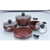 7 Pcs Marble Non-stick Camping Set Rolled Edge Foldable Handle