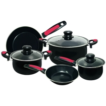8 Pcs Luxury Non-stick Cookware Set with Belly Shape and Color Indicator Handle