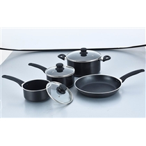 7 Pcs Non-stick Cookware Set with Wide Spiral Rim