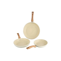 Forged Die-cast Marble Coating Fry Pan W/Wood Color Handle