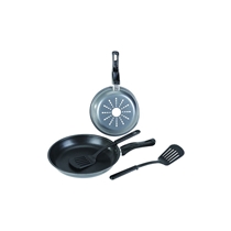 Non-stick Fry Pan with Wide Rim and Bottom Print and Nylon Turner
