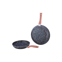 Forged Die-cast Granite Coating Fry Pan Wood Color Handle