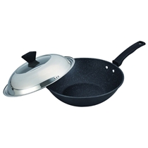 Nano Non-stick Coating Forged Die-cast Wok with Stainless Steel Cover