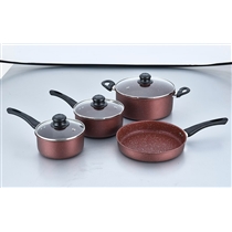 7 Pcs Marble Non-stick Cookware Set Straight Shape Rolled Edge